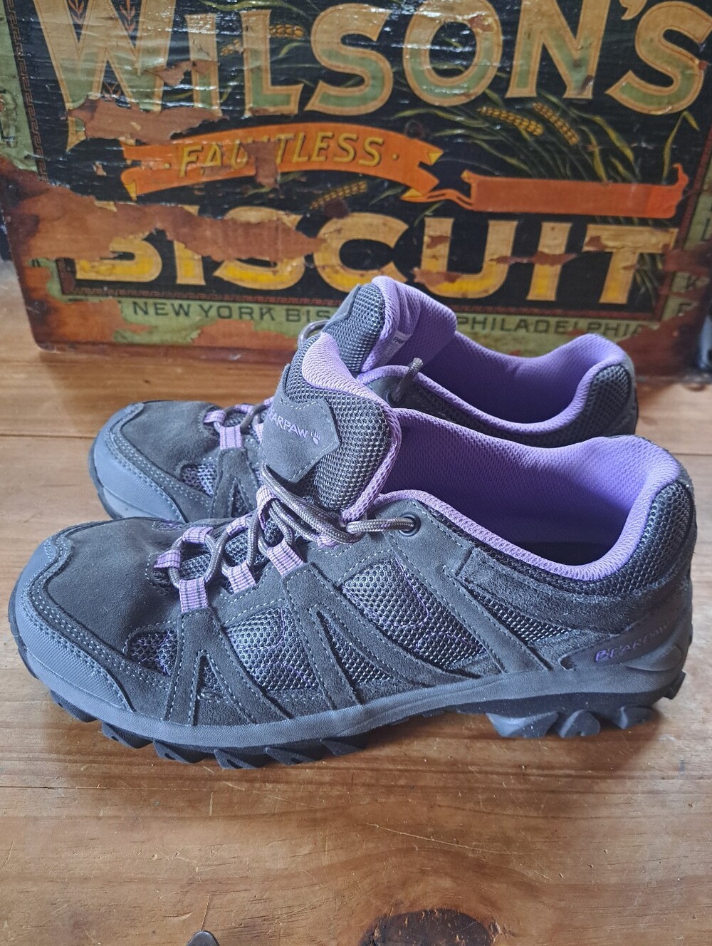 Bearpaw Women's Olympus Hiking Sneakers Size 10 Gray Purple Suede Mesh 2383W